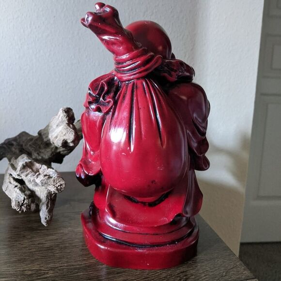 bohemian buddha statue 8 1/2 inch tall red resin - Picture 2 of 11